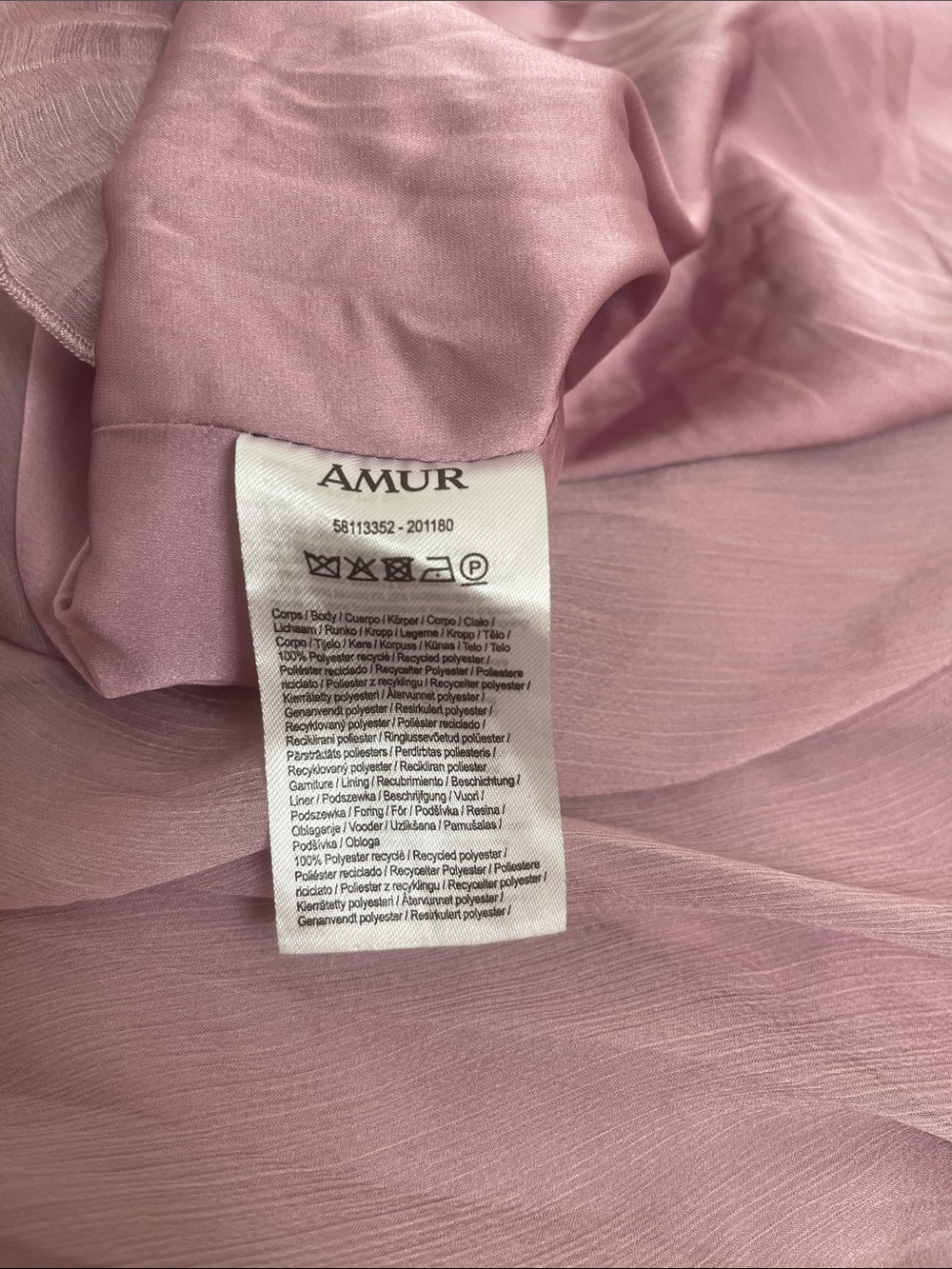 AMUR Lorelie Ruffle Ruched Pleated Halter Asymmetric Pink Maxi Gown Size 8 - Picture 9 of 9